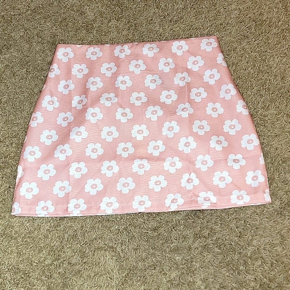Pink flower patterned skirt